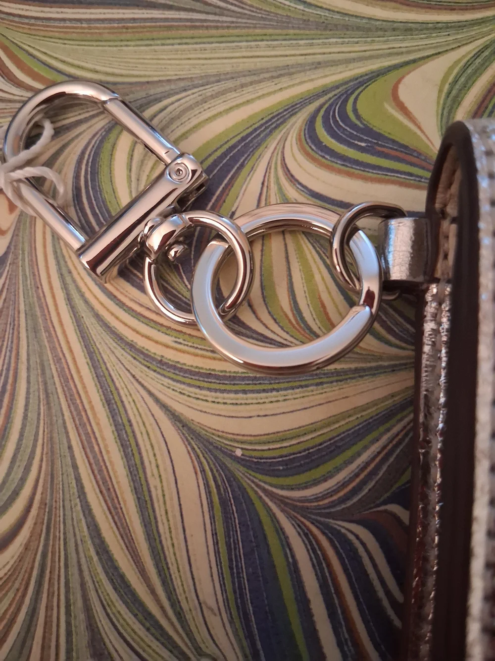 TORY BURCH Metallic Silver Key Pouch Card Holder NWT